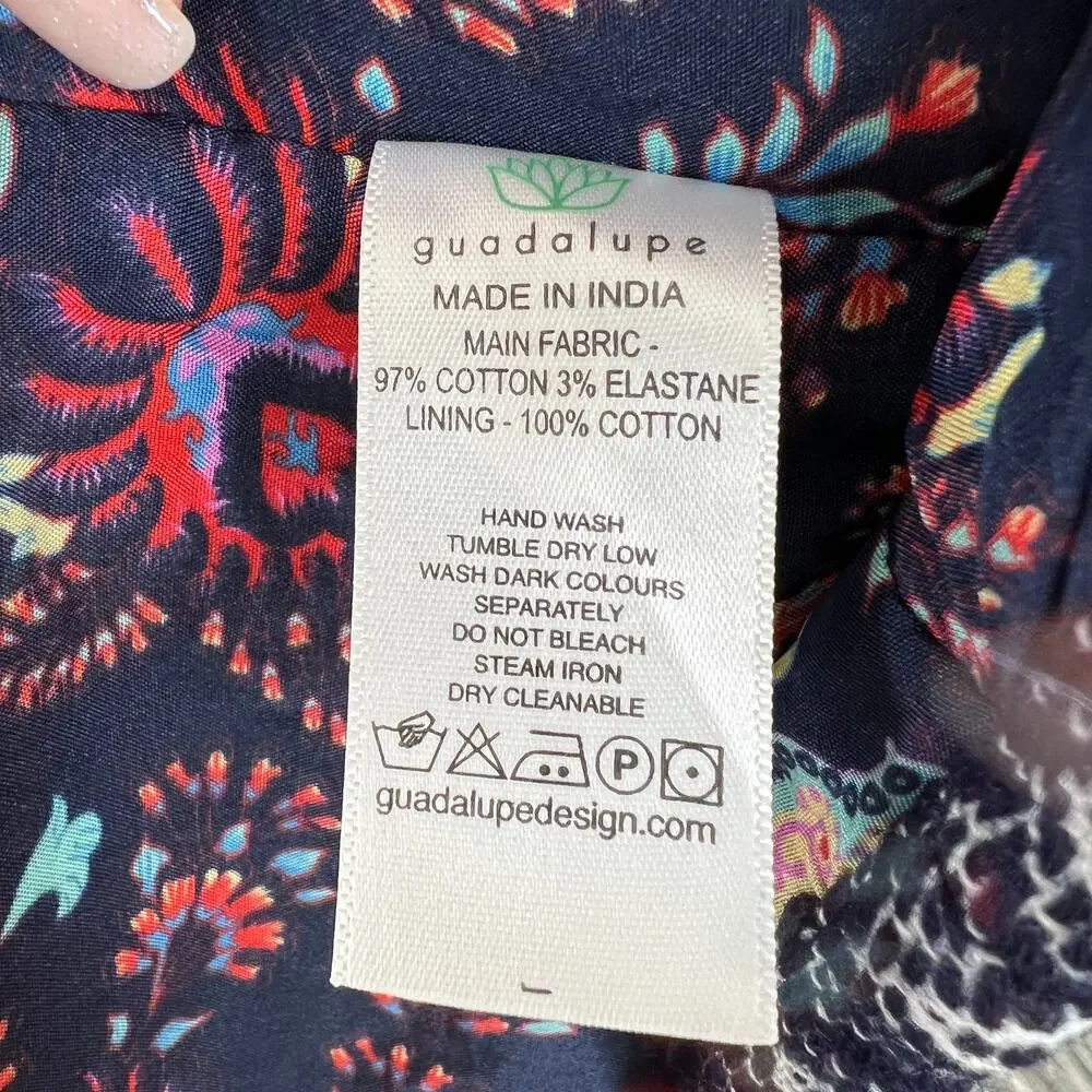 Guadalupe Design Blue White Stripe Cotton Short Sleeve Open Cardigan Kimono Top